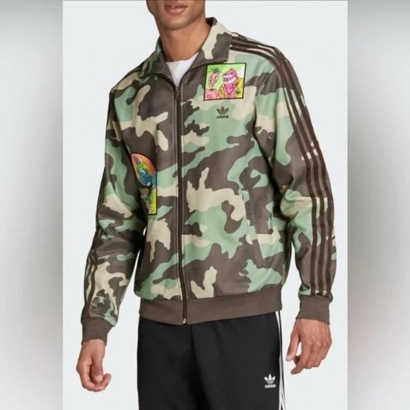 NEW Jeremy Scott x Adidas Camo Illustrated Artwork Track Jacket Sz S - Picture 2 of 14